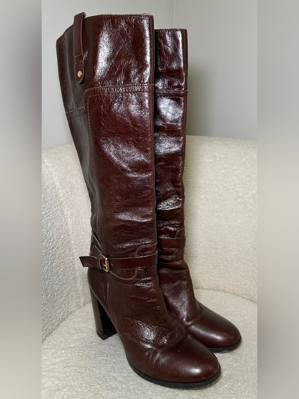 Audrey Brooke Brown Leather Boots Knee High Riding Fall Rich Preppy Classic 7.5 - Picture 3 of 16